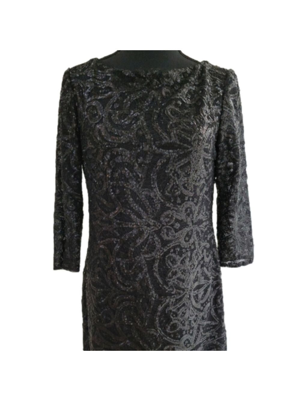 ralph lauren black sequin dress | Dresses | Ralph Lauren 34 Sleeve Sheath Size 6 Lace Crew Neck Long Orthopedic Shoes for Women New With Tags Color:Light Gold
